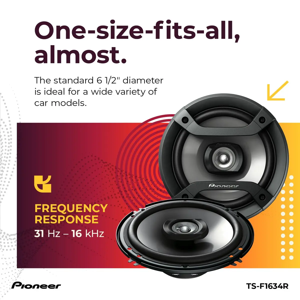 Pioneer TS-F1634R 6.5" 2-Way Coaxial Car Speakers 200W Max | 16.5 cm (6.5") 2-Way Coaxial Speakers - view 5