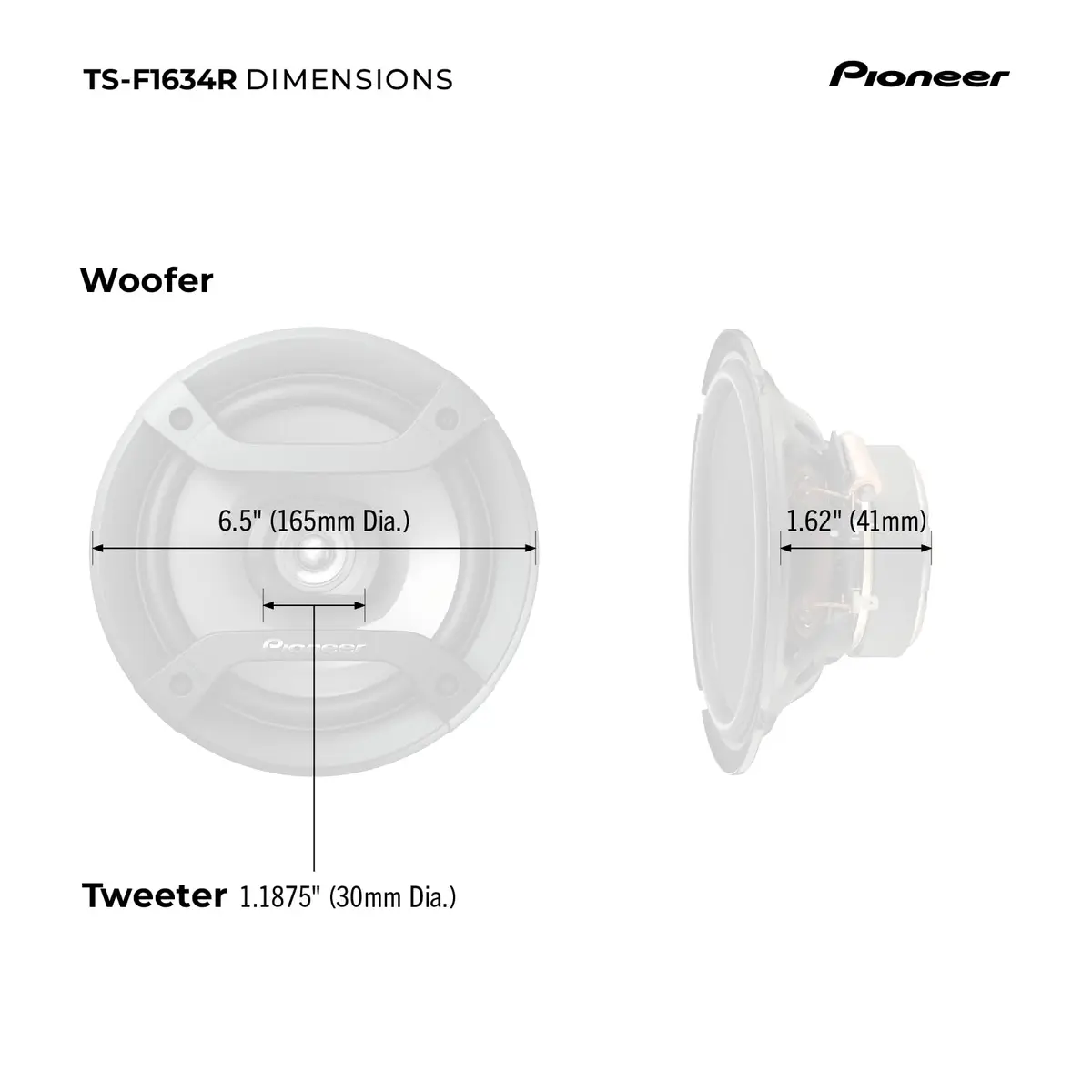 Pioneer TS-F1634R 6.5" 2-Way Coaxial Car Speakers 200W Max | 16.5 cm (6.5") 2-Way Coaxial Speakers - view 6