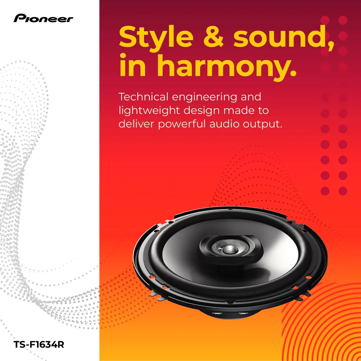 Pioneer TS-F1634R 6.5" 2-Way Coaxial Car Speakers 200W Max | 16.5 cm (6.5") 2-Way Coaxial Speakers - view 3