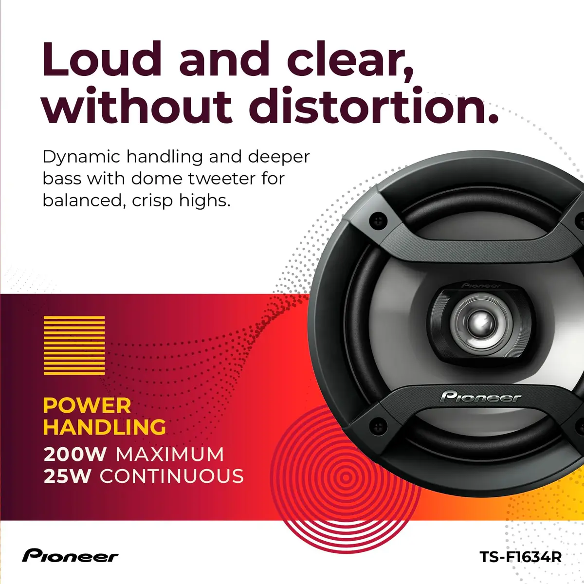 Pioneer TS-F1634R 6.5" 2-Way Coaxial Car Speakers 200W Max | 16.5 cm (6.5") 2-Way Coaxial Speakers - view 4