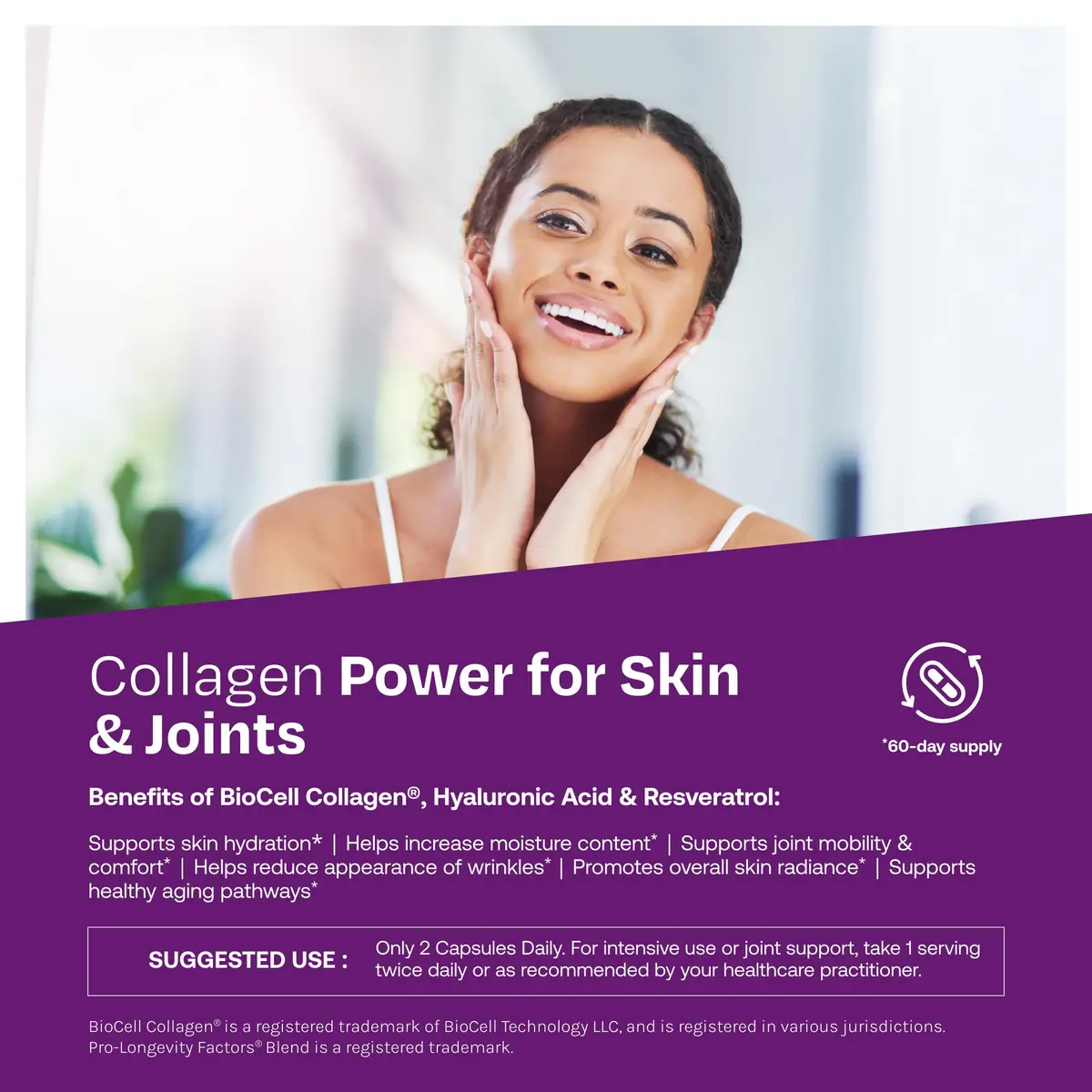 ResVitale Collagen Enhance, 120 Capsules | Supports Skin & Joints, Vegetarian Formula, Hyaluronic Acid & Resveratrol - view 4