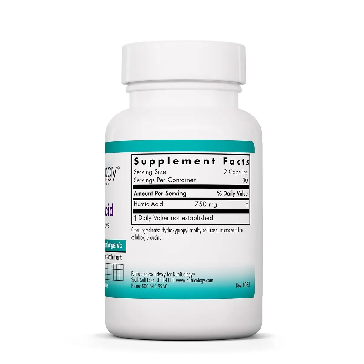 Allergy Research Group Humic Acid 750 mg Capsules | Immune & Detox Support, Hypoallergenic (60 Count) - view 2