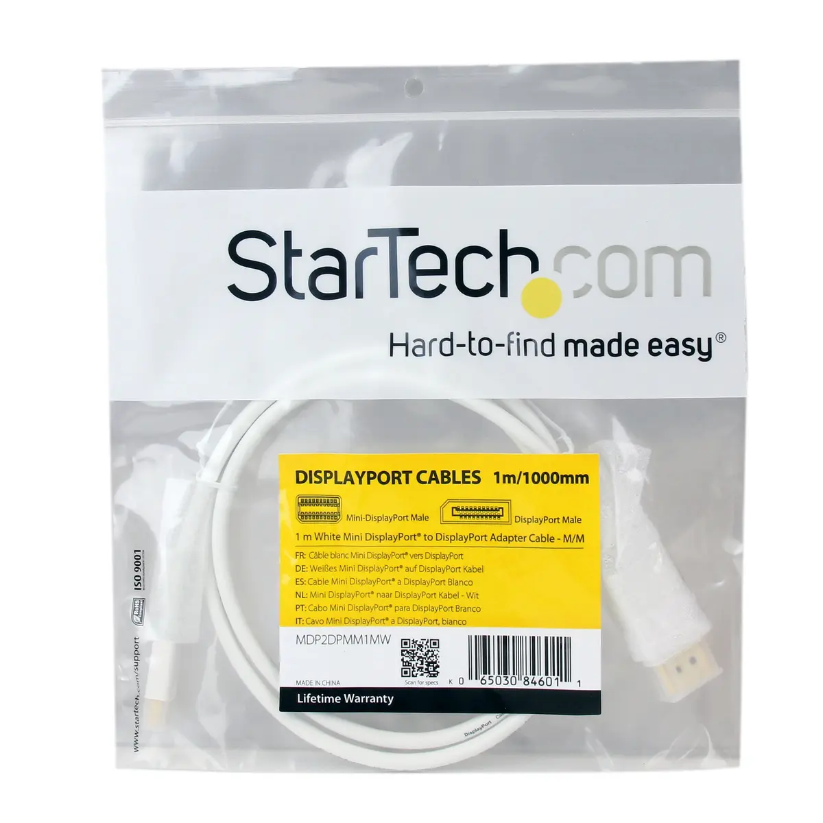 StarTech 3ft Mini DisplayPort to DisplayPort 1.2 Cable (MDP2DPMM1MW) | 4K Support, MST, Audio, Lifetime Warranty - view 3