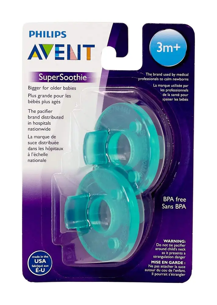 Philips Avent Super Soothie Pacifier 2 Pack Green | Hospital-Grade BPA-Free Silicone for 3+ Months - main product image