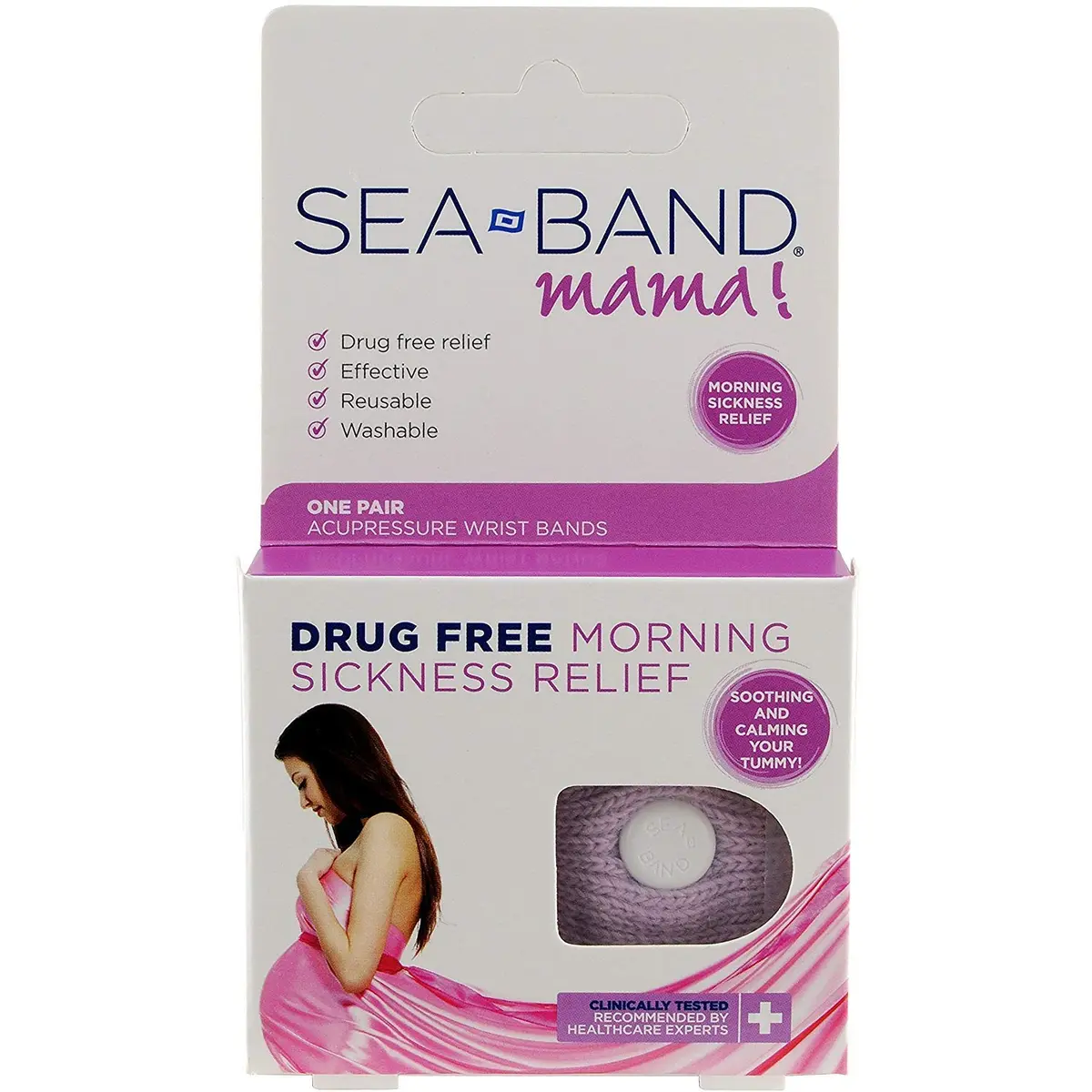 Sea-Band Mama Anti-Nausea Acupressure Wristband for Morning Sickness, Colors May Vary, Pack of 2 | Natural, Drug-Free Relief - main product image
