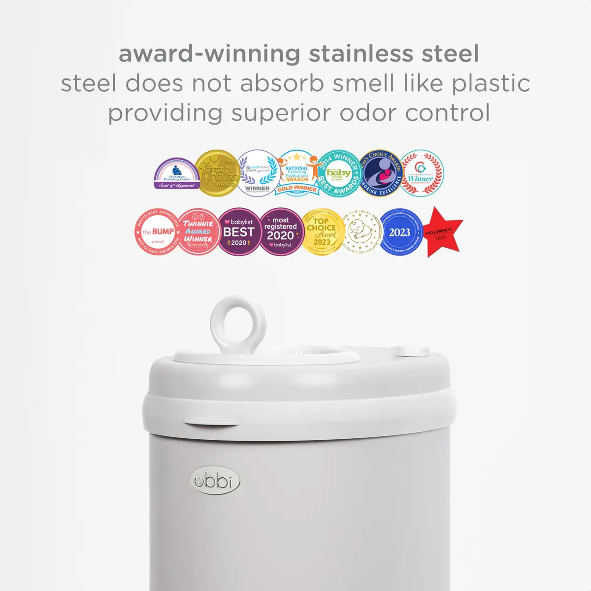 Ubbi Stainless Steel Diaper Pail Gray | Odor-Locking, No Special Bags, Childproof Lock - view 5