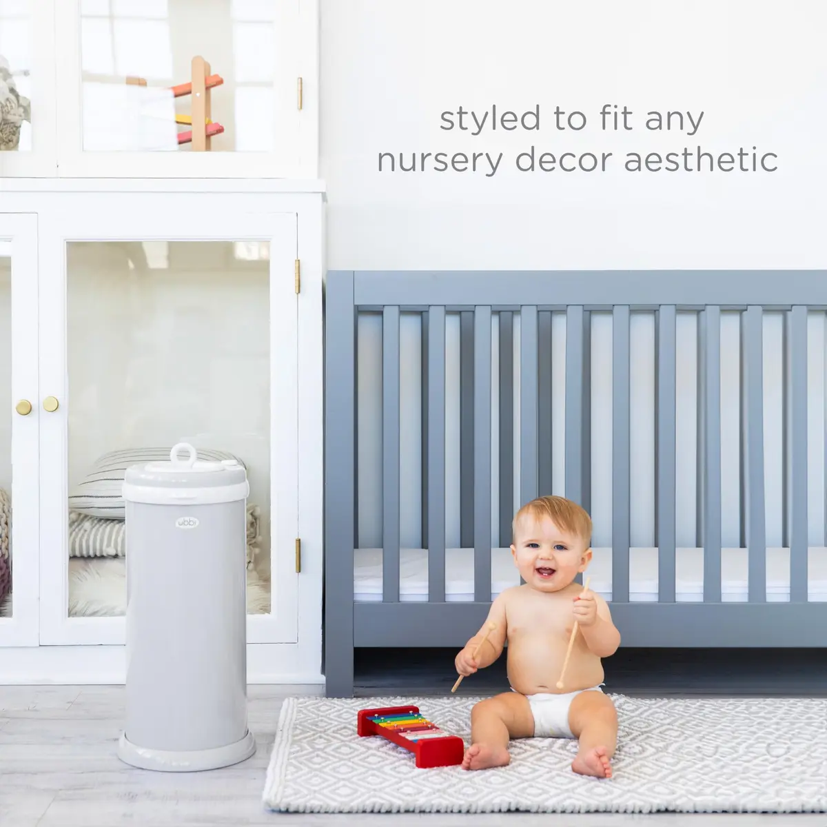 Ubbi Stainless Steel Diaper Pail Gray | Odor-Locking, No Special Bags, Childproof Lock - view 8