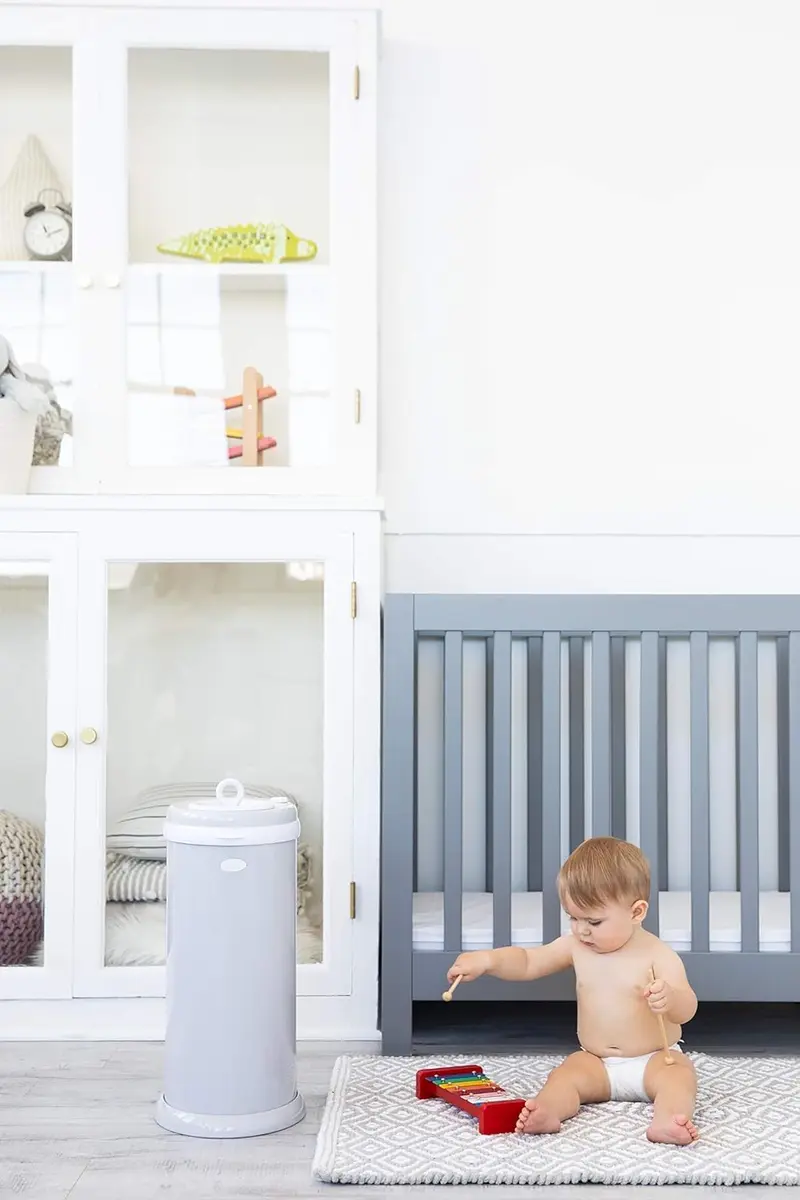 Ubbi Stainless Steel Diaper Pail Gray | Odor-Locking, No Special Bags, Childproof Lock - view 2