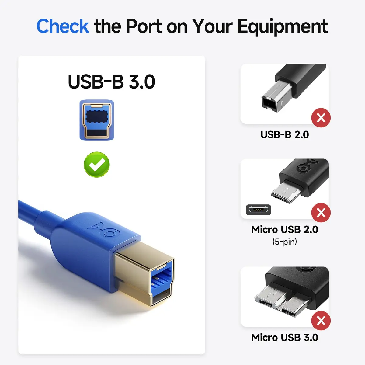 Cable Matters 15ft USB 3.0 A to B Cable, Blue | 5Gbps Data Speed, Durable, Compatible with External Hard Drives - view 2