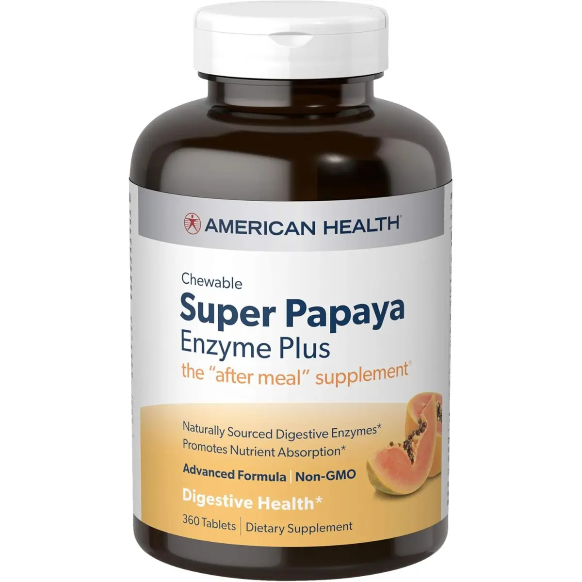 American Health Super Papaya Enzyme Plus Chewable Tablets 360 Count | Digestive Support & Breath Freshening - main product image