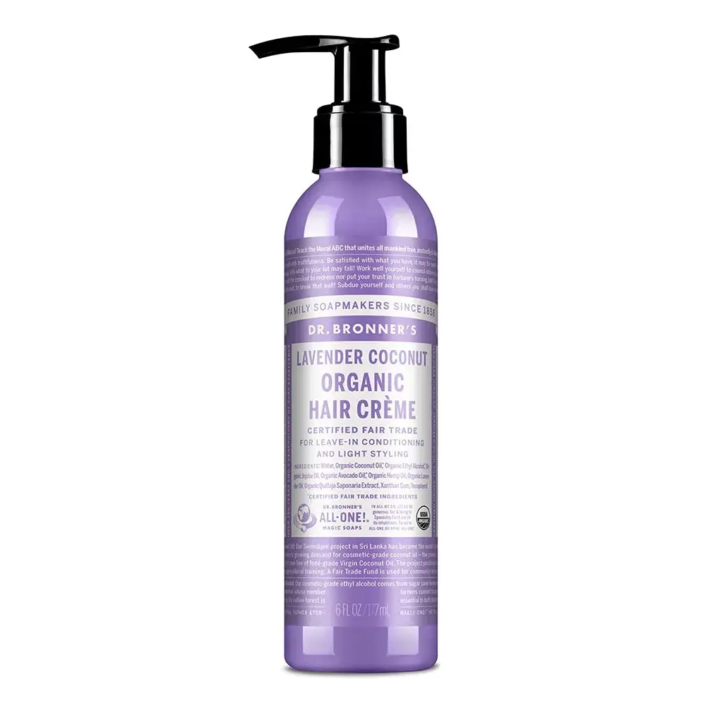 Dr. Bronner's Organic Hair Creme Lavender Coconut 177ml (6 Fl Oz) | USDA Organic & Fair Trade Ingredients - main product image