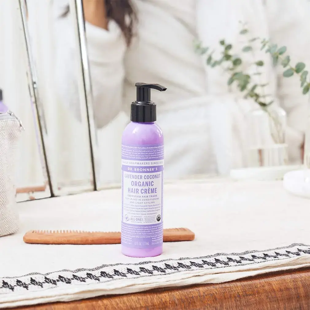 Dr. Bronner's Organic Hair Creme Lavender Coconut 177ml (6 Fl Oz) | USDA Organic & Fair Trade Ingredients - view 3
