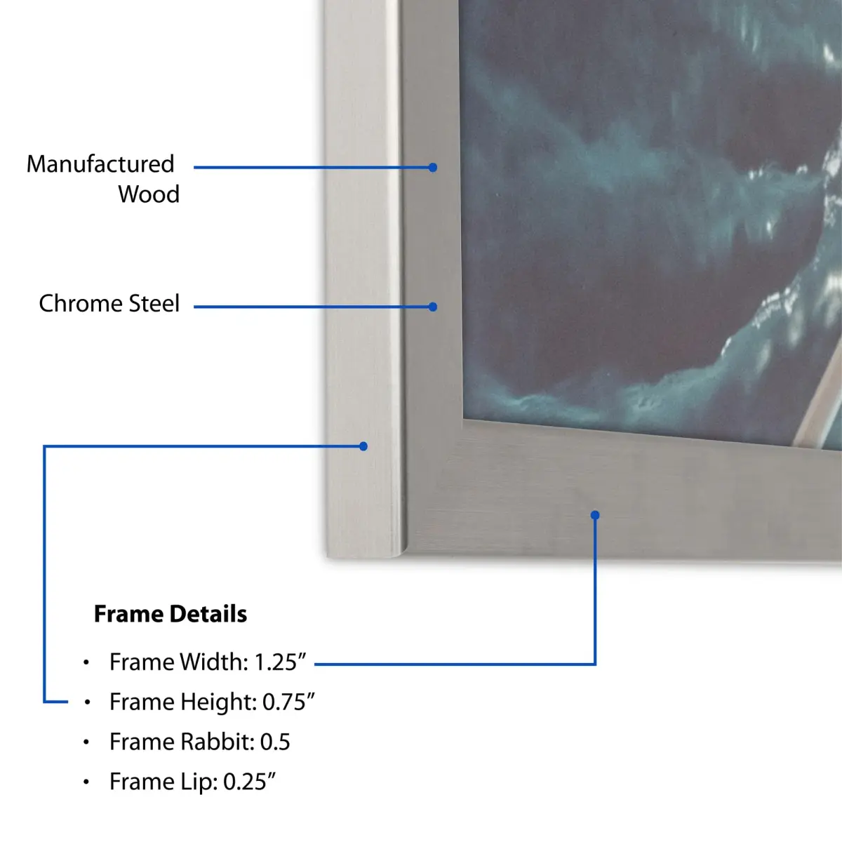 ArtToFrames Silver Picture Frame 15x23 Inch (38.1 x 58.4 cm) | Modern Stainless Steel Wall & Tabletop Display - view 5