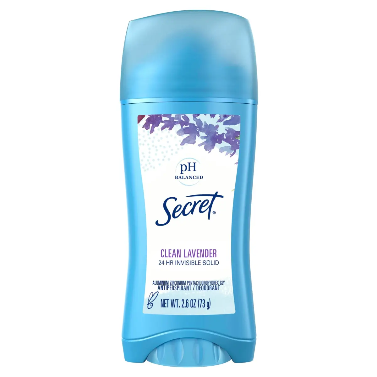 Secret Invisible Solid Antiperspirant Deodorant for Women, Clean Lavender Scent, 74g (2.6 oz) | 24hr Sweat & Odor Protection - main product image