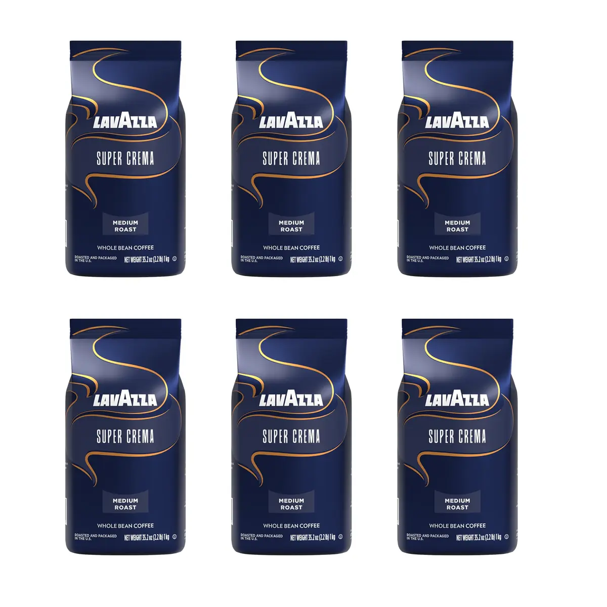 Lavazza Super Crema Whole Bean Espresso Coffee 2.2lb Bag Vacuum-Packed | Rich, Full Flavor - main product image