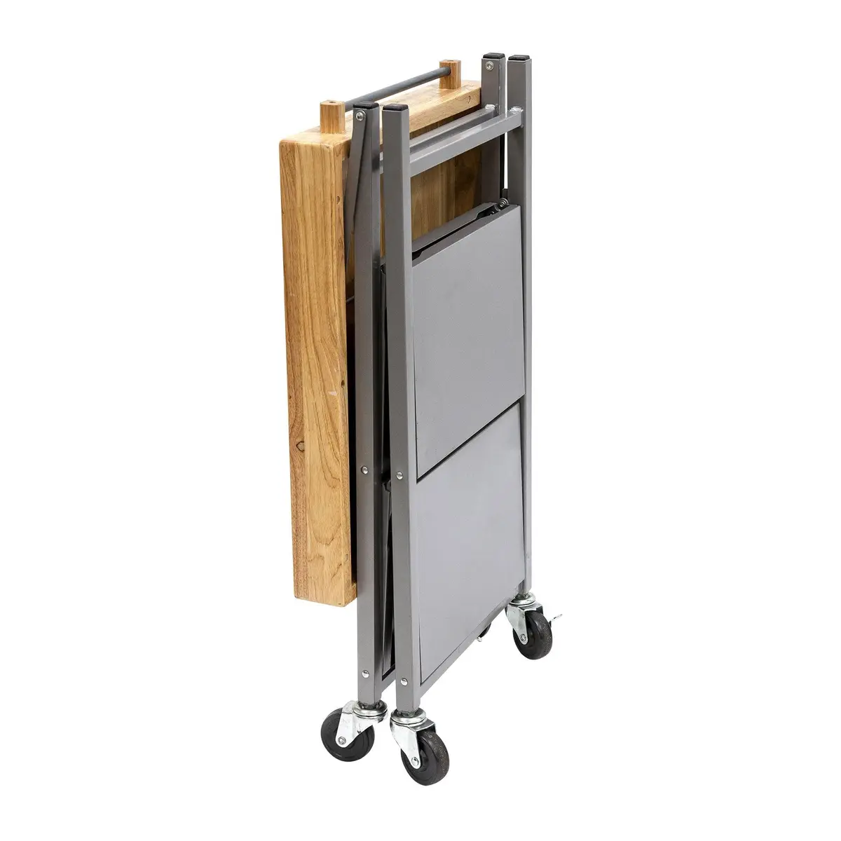 Origami Foldable Kitchen Island Cart, Silver | 25.3L x 19.8W x 36.2H inches | Supports 200 lbs - view 7