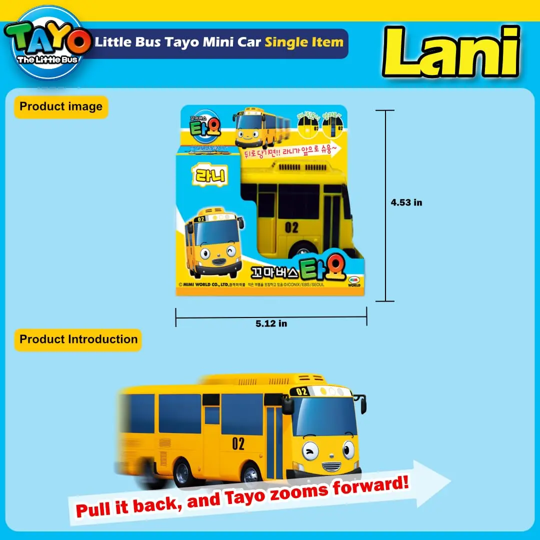 Tayo the Little Bus Lani Pull-back Toy | Compact, Safe & Engaging for Kids - view 3