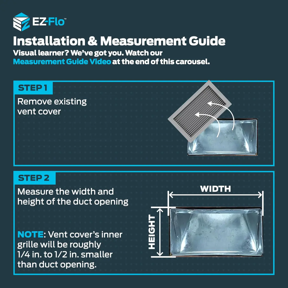 EZ-FLO 12 x 6 Inch White Steel HVAC Vent Cover for Wall or Ceiling | 3-Way Air Deflection - view 3