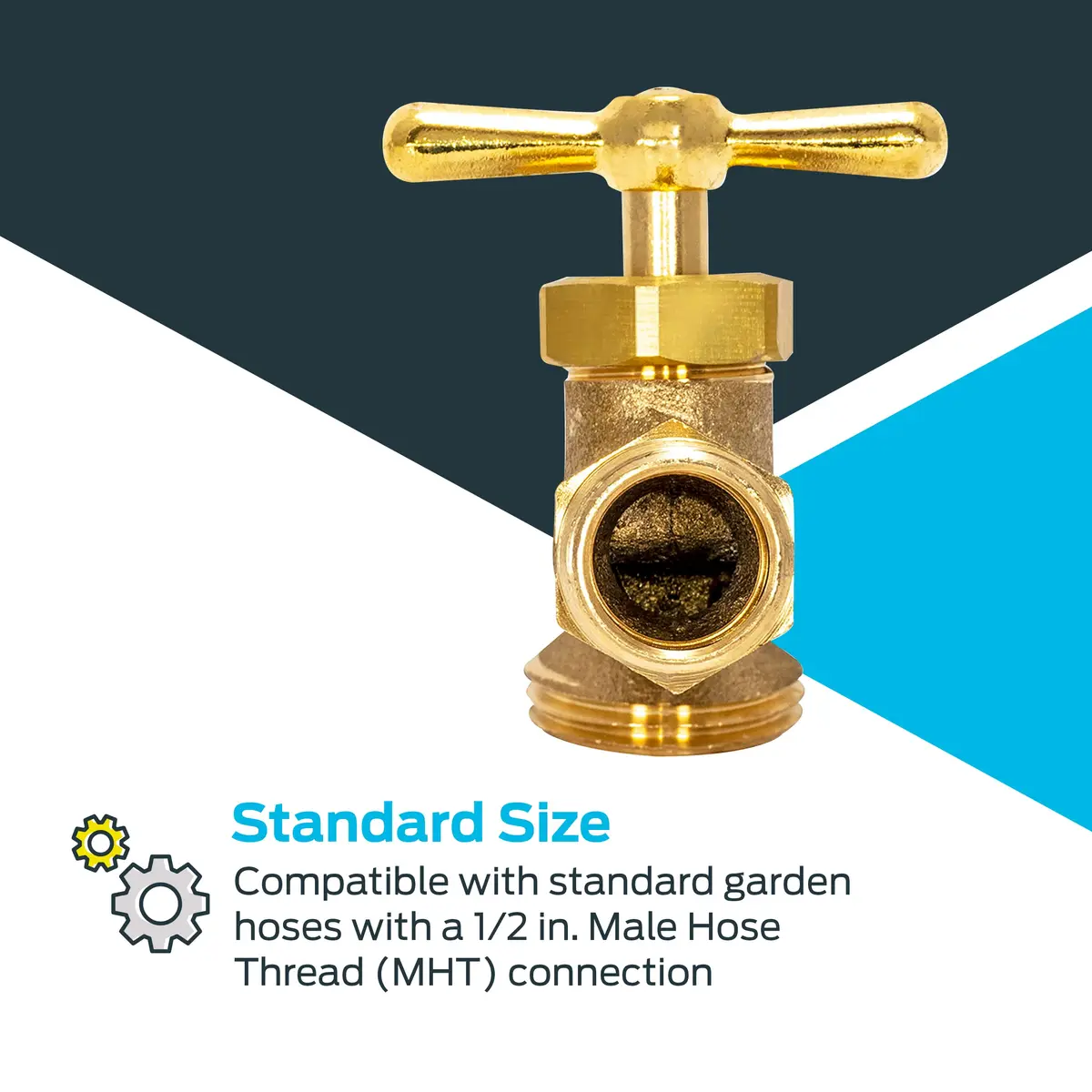 Eastman Irrigation Hose Bibb Brass Garden Valve 1/2 Inch MIP x 1/2 Inch MHT | Durable Brass Outdoor Spigot - view 4