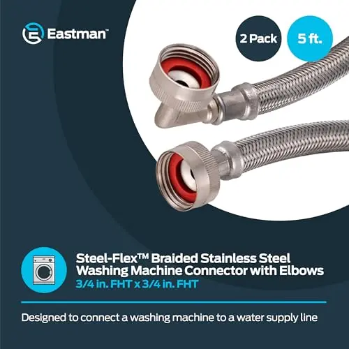 Eastman 5 ft Washing Machine Hoses with Elbows, 2-Pack, 15.24 cm (60 in) | CSA Certified & UPC Approved - view 2