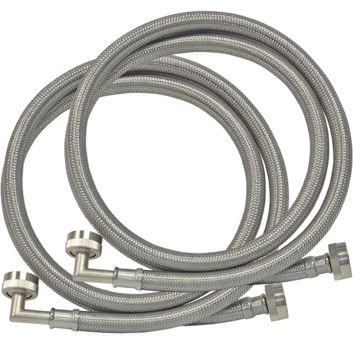 Eastman Braided Stainless Steel Washing Machine Hose Connectors with Elbows, 2-Pack, 1.9 cm (0.75 in) FHT x 1.9 cm (0.75 in) FHT, 1.83 m (6 ft) | CSA Certified & UPC Approved - main product image