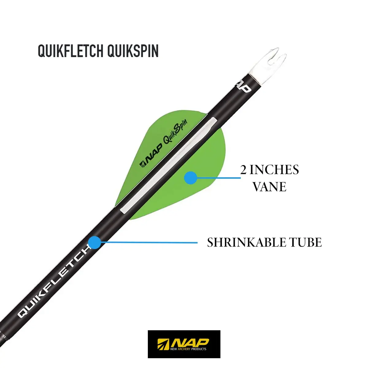 New Archery Products Quikfletch Quikspin 2" 3-Vane Fletching Pack (6 Vanes) | Stabilizes Arrows for Accuracy - view 3