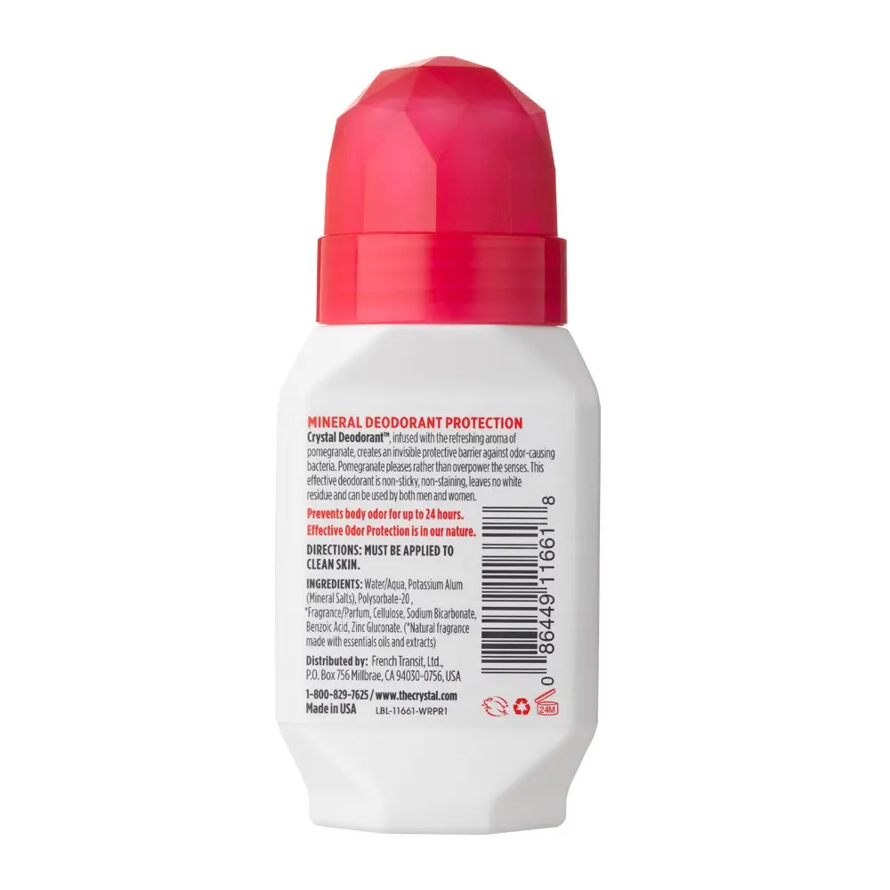 Crystal Mineral Deodorant Roll-On, Pomegranate | 24h Odor Protection, Vegan & Aluminum-Free - view 5