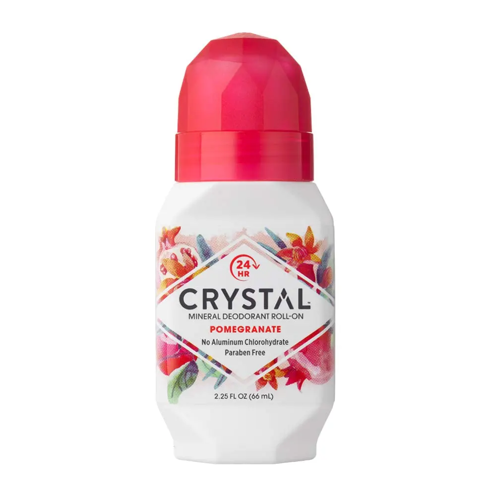 Crystal Mineral Deodorant Roll-On, Pomegranate | 24h Odor Protection, Vegan & Aluminum-Free - main product image
