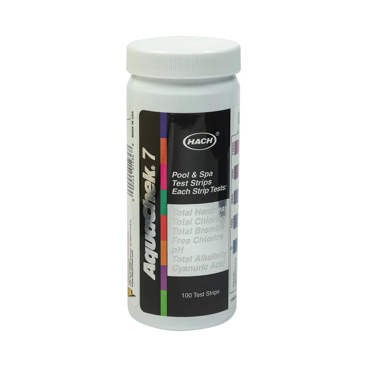 AquaChek 7-Way Pool and Spa Test Strips - 100 Count | Tests pH, Chlorine, Bromine, Alkalinity, Hardness, Cyanuric Acid - main product image