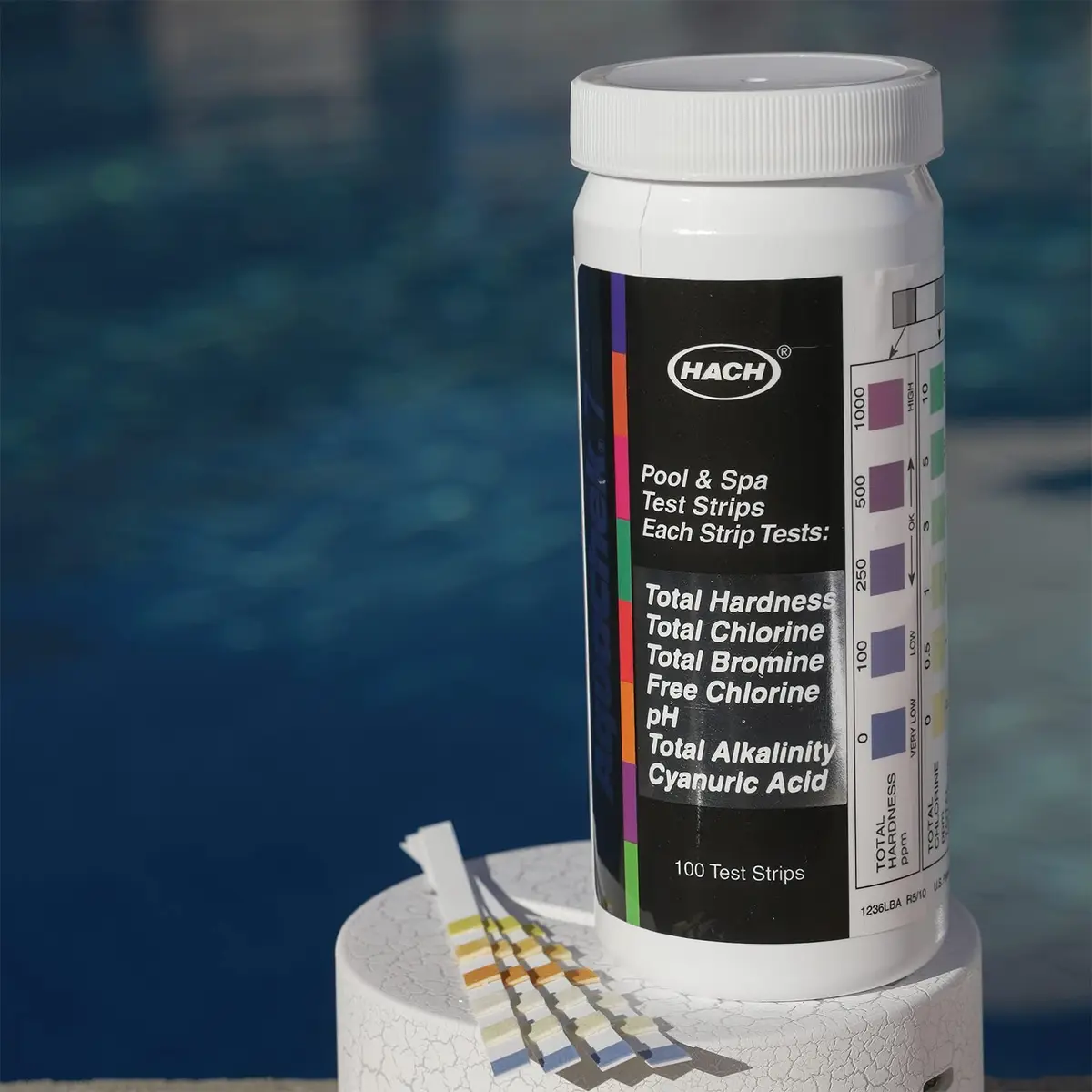 AquaChek 7-Way Pool and Spa Test Strips - 100 Count | Tests pH, Chlorine, Bromine, Alkalinity, Hardness, Cyanuric Acid - view 2