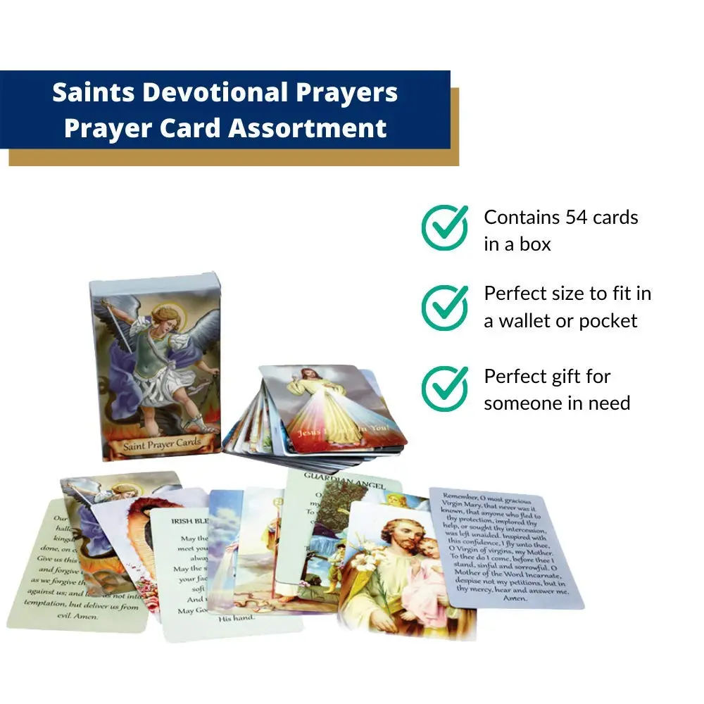 Autom Holy Cards Assorted Set of 54 | Catholic Saints & Prayers, 4"x2.5" - view 3