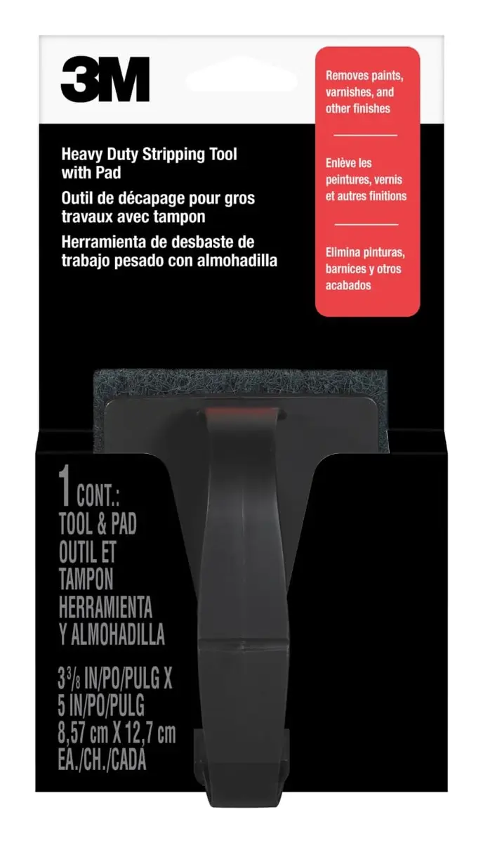 3M Heavy Duty Stripping Pad With Handle, 3-3/8 in x 5 in | Removes Paint & Varnish, Durable Synthetic Material - main product image