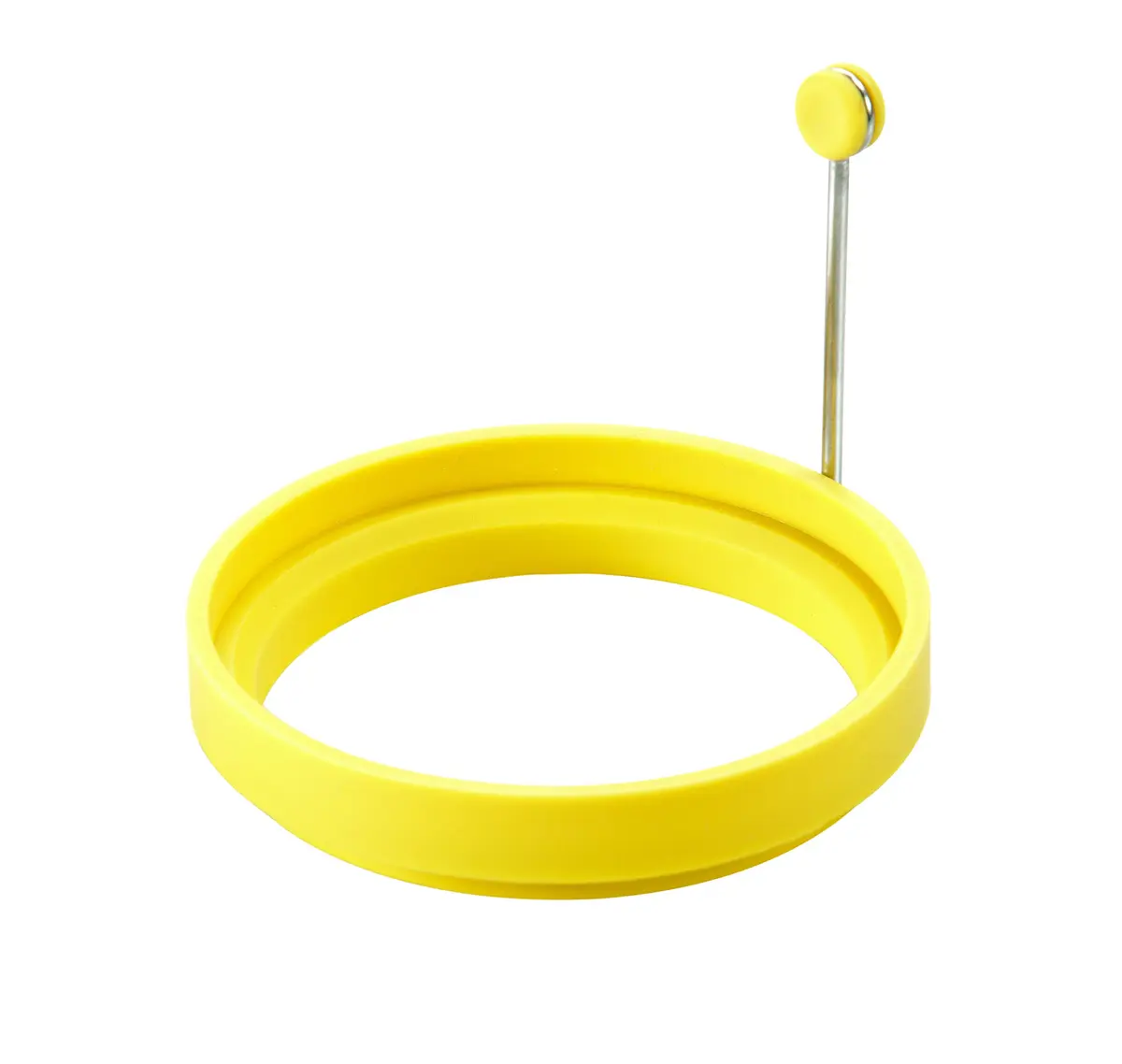 Lodge Silicone Egg Ring, PFAS-Free, Dishwasher Safe, Yellow | 4-inch Diameter, Collapsible Handle - main product image
