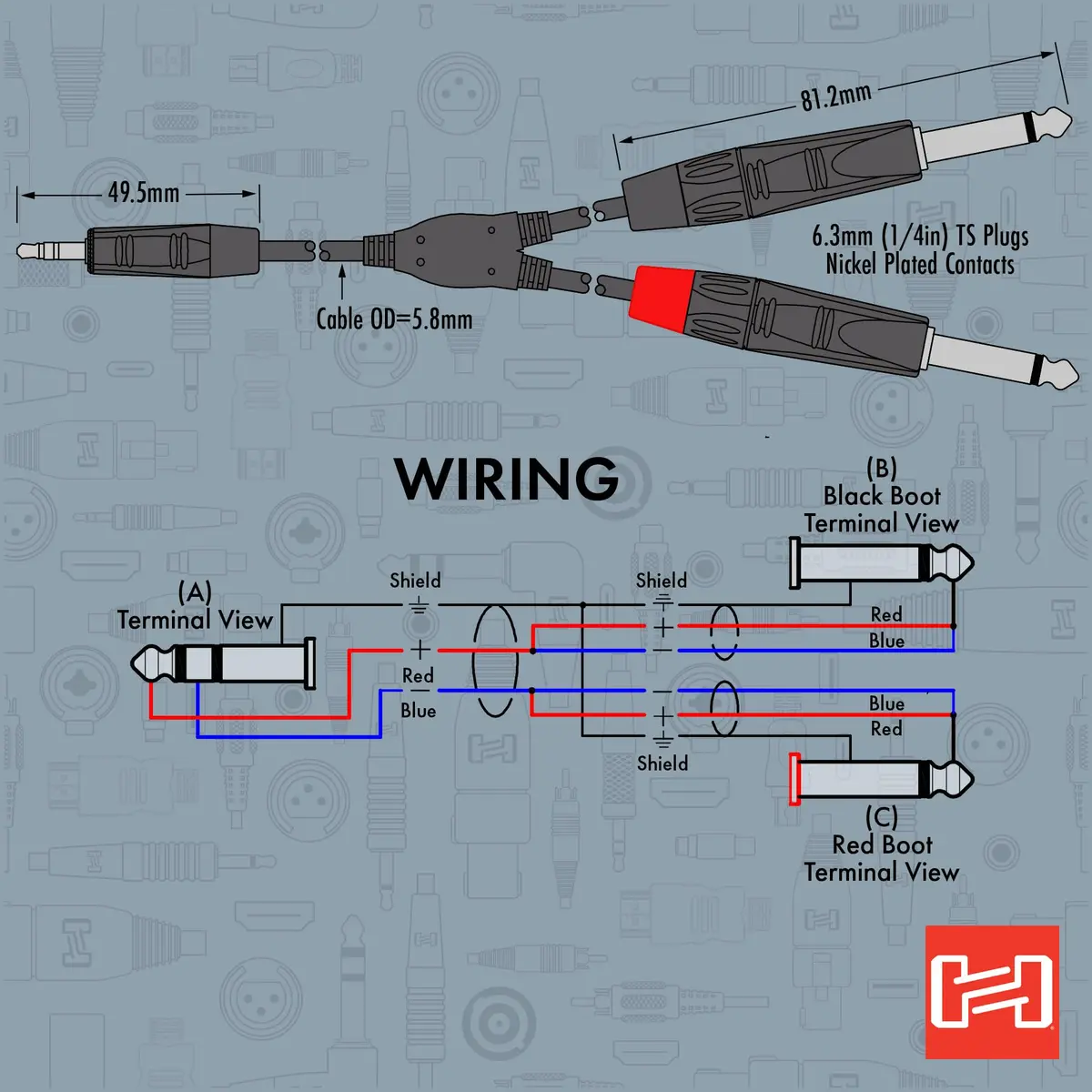Hosa HMP-006Y Pro Stereo Breakout Cable - 3.5mm TRS to Dual 1/4-inch TS, 6 Feet | Connects portable media to pro audio gear - view 5