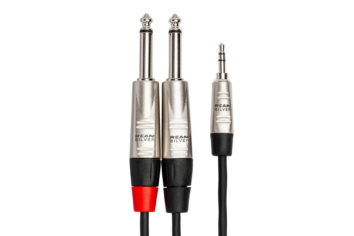 Hosa HMP-006Y Pro Stereo Breakout Cable - 3.5mm TRS to Dual 1/4-inch TS, 6 Feet | Connects portable media to pro audio gear - view 3