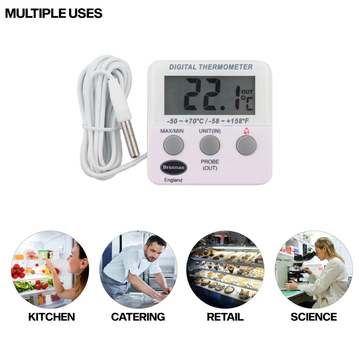Brannan Refrigerator Thermometer Digital - Fridge & Freezer Alarm | Max Min, Alarm & Accurate - view 6