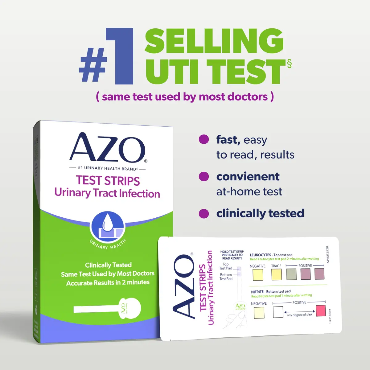 AZO Urinary Tract Infection (UTI) Test Strips 3 Count | Results in 2 Mins, Accurate Home Test - view 3