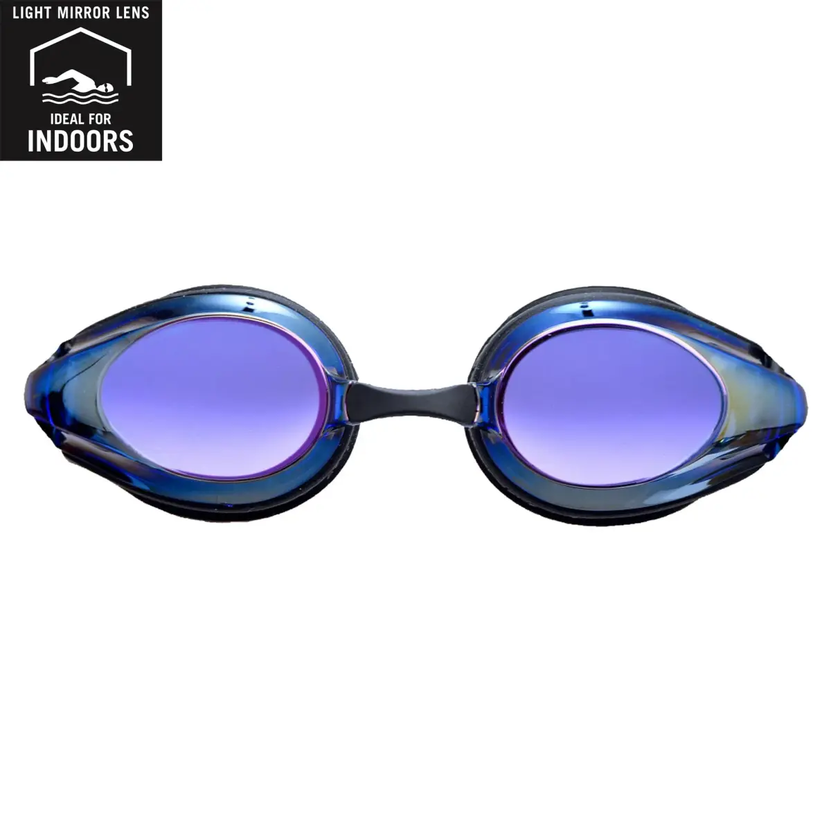 ARENA Tracks Adult Mirrored Racing Swim Goggles - Black/Blue Multi/Black - view 3