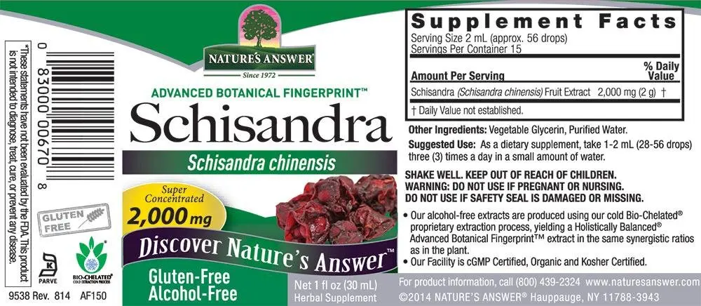 Nature's Answer Schisandra Berry Liquid 1oz | USDA Organic & Gluten-Free - view 3