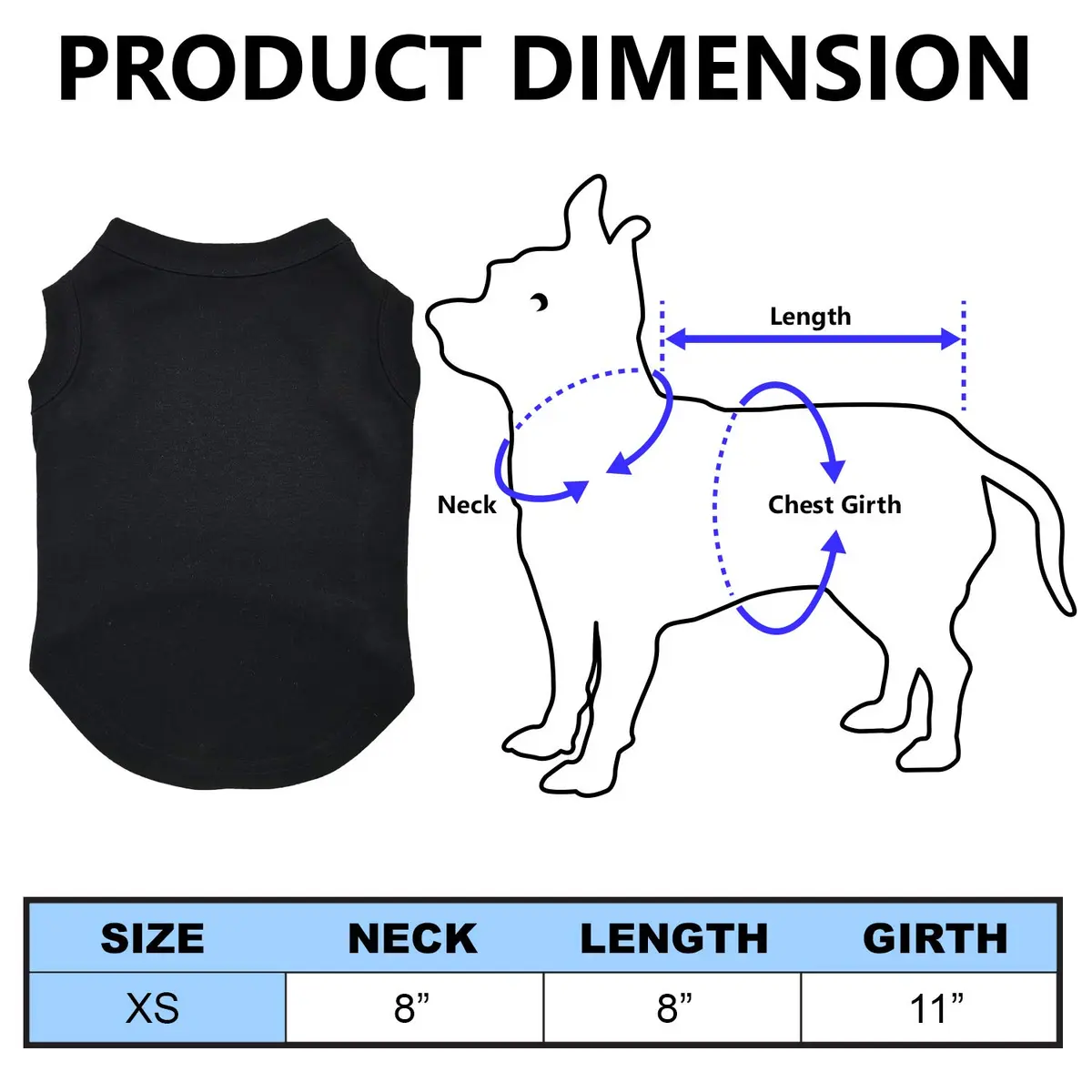 Mirage Pet Products Black Pet Apparel X-Small (18 inches length) | Sleeveless Dog Shirt for Everyday Wear - view 2