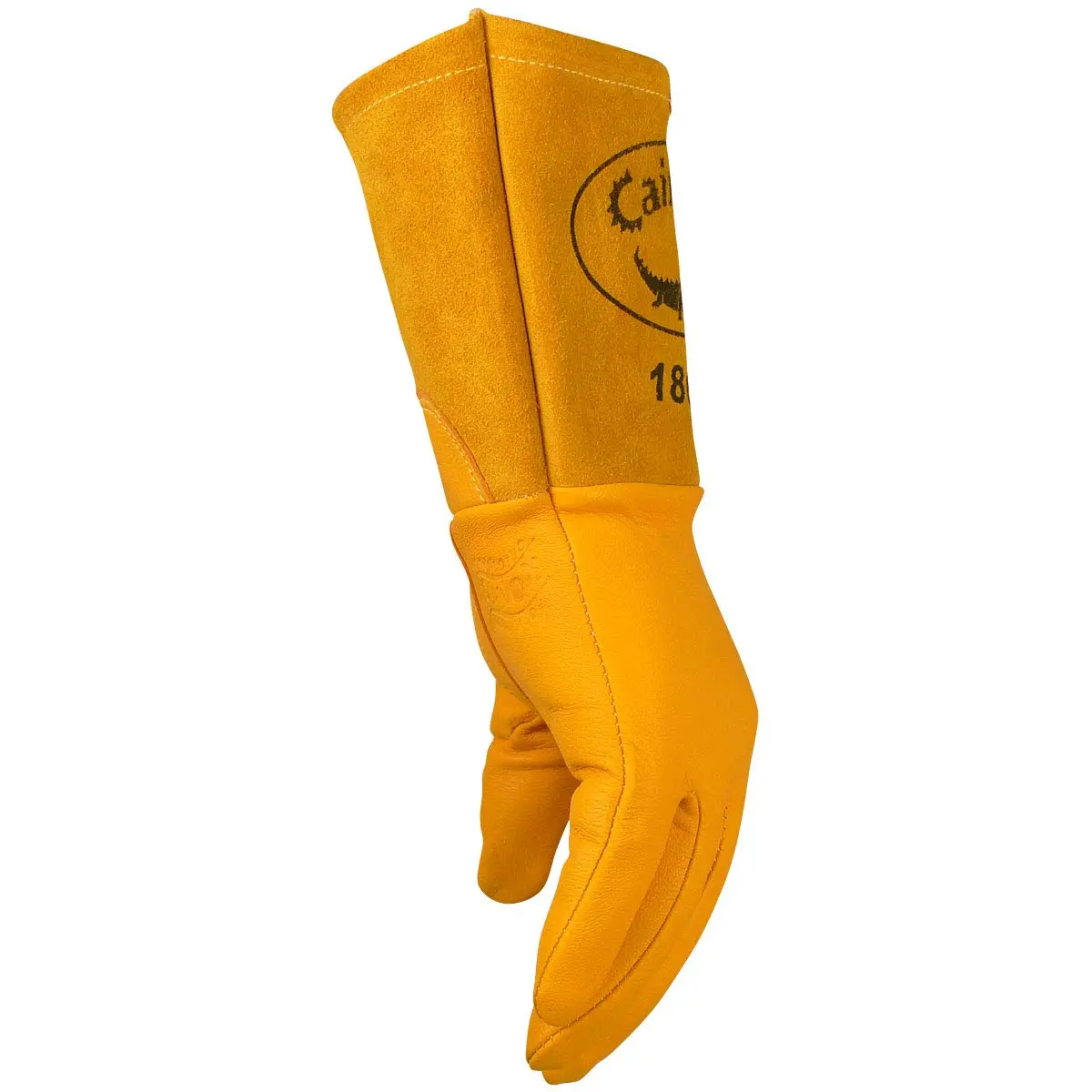 Caiman Top Grain Goatskin MIG Welding Gloves, Unlined, 4-inch Gauntlet, Gold, X-Large (1869-6) | Durable, Dexterous & Heat-Resistant - view 5