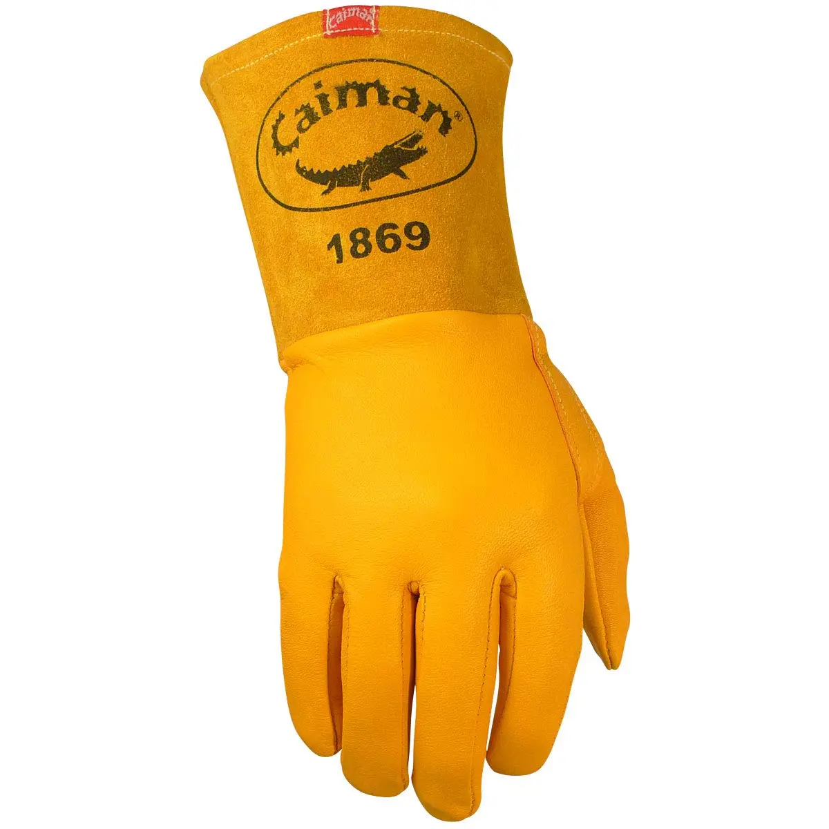 Caiman Top Grain Goatskin MIG Welding Gloves, Unlined, 4-inch Gauntlet, Gold, X-Large (1869-6) | Durable, Dexterous & Heat-Resistant - view 2