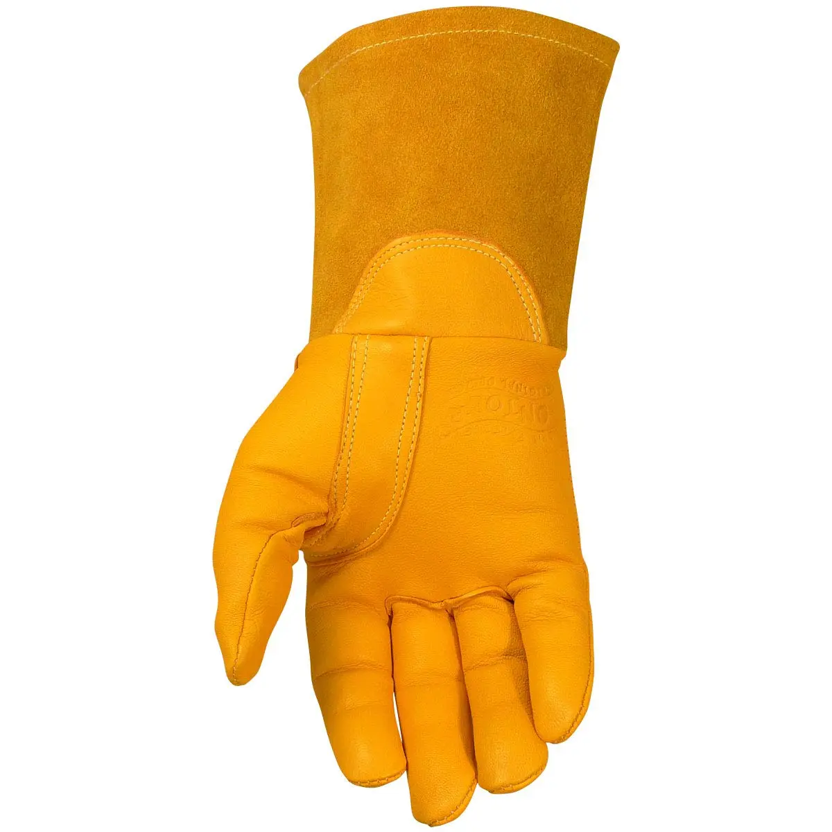 Caiman Top Grain Goatskin MIG Welding Gloves, Unlined, 4-inch Gauntlet, Gold, X-Large (1869-6) | Durable, Dexterous & Heat-Resistant - view 4