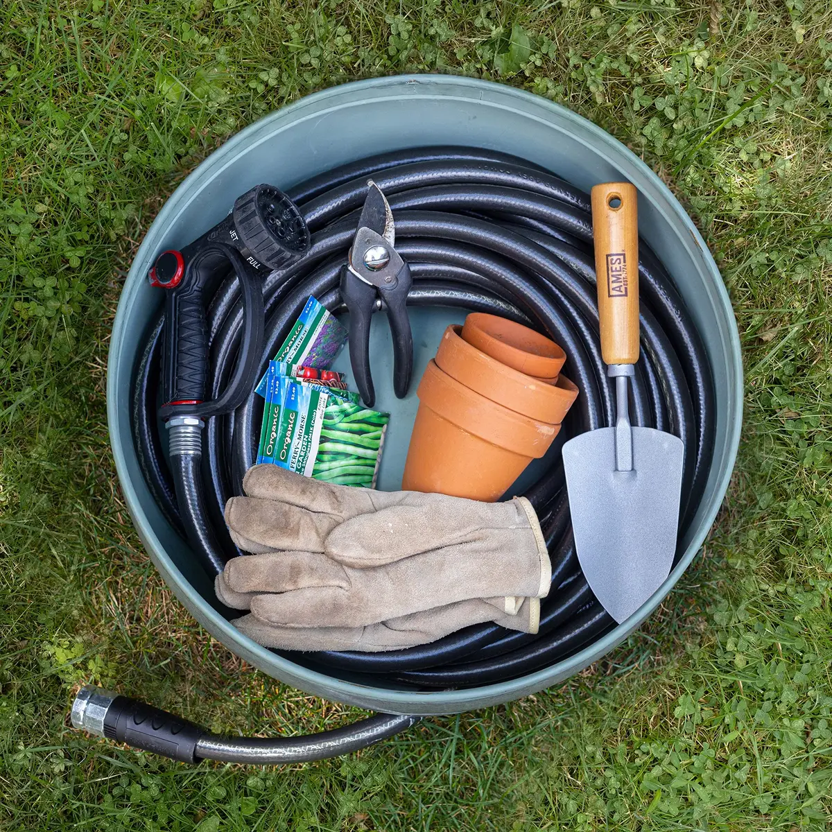 Good Directions Key West Hose Pot with Lid - Blue Verde | Garden Hose Storage & Decor - view 2