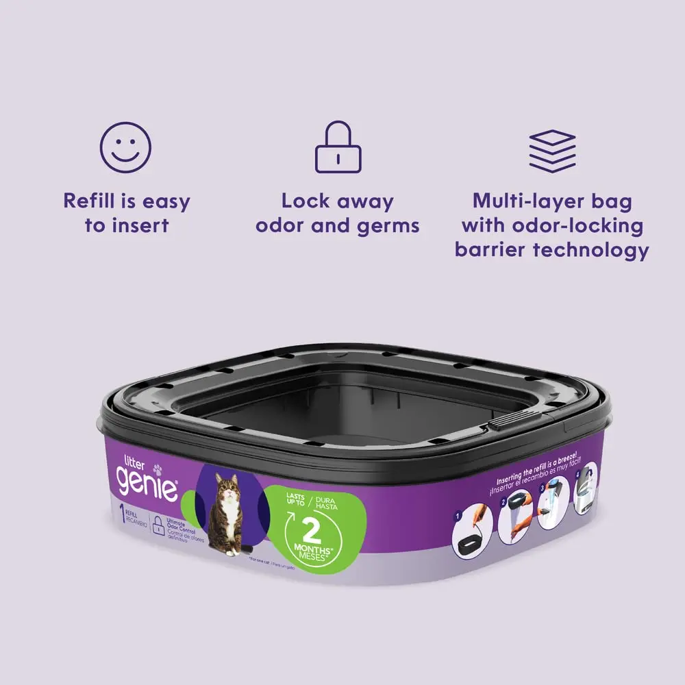 Litter Genie Standard Square Refill Bags, 14 ft Continuous Film | Odor-Locking Multi-Layer Film for Cat Litter Waste - view 4