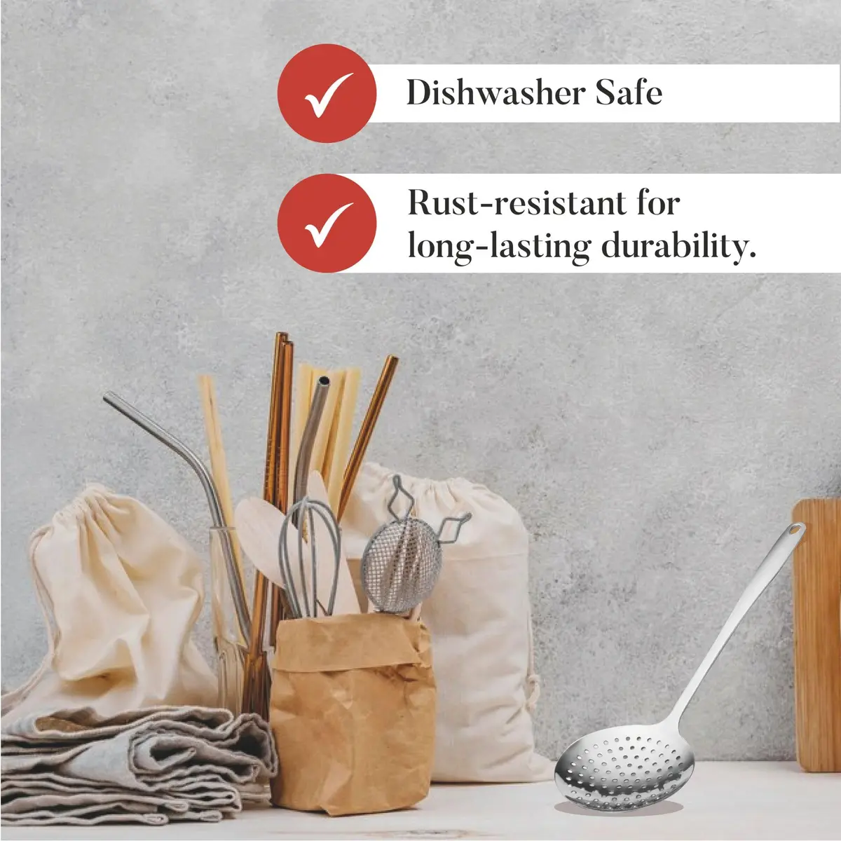 Farberware Stainless Steel Skimmer 14" | Rust-Resistant, Dishwasher Safe, Lifetime Warranty - view 5