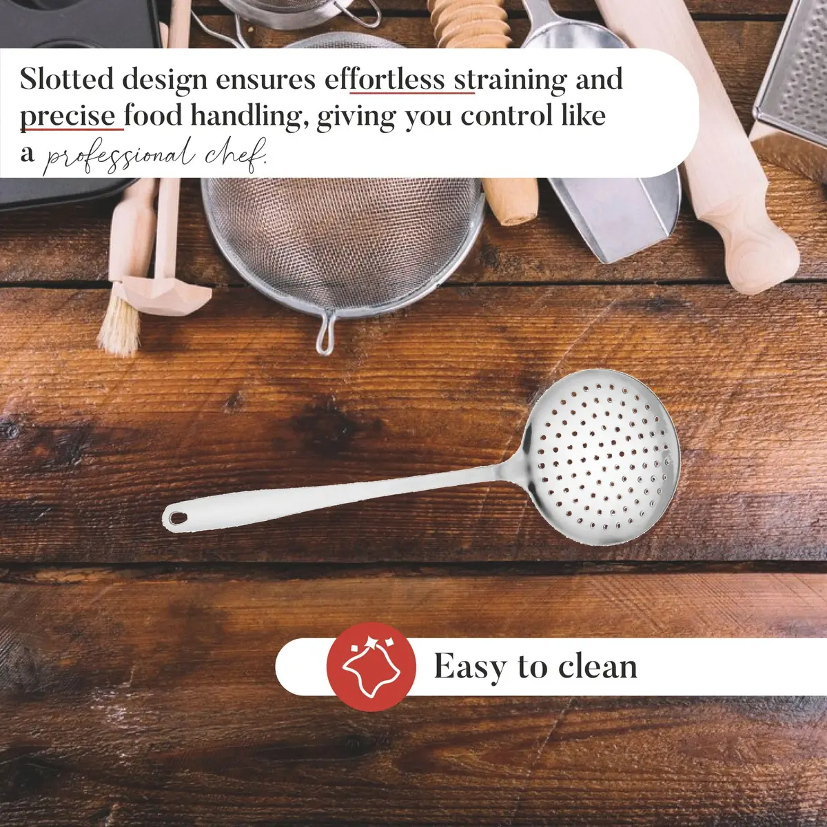 Farberware Stainless Steel Skimmer 14" | Rust-Resistant, Dishwasher Safe, Lifetime Warranty - view 6