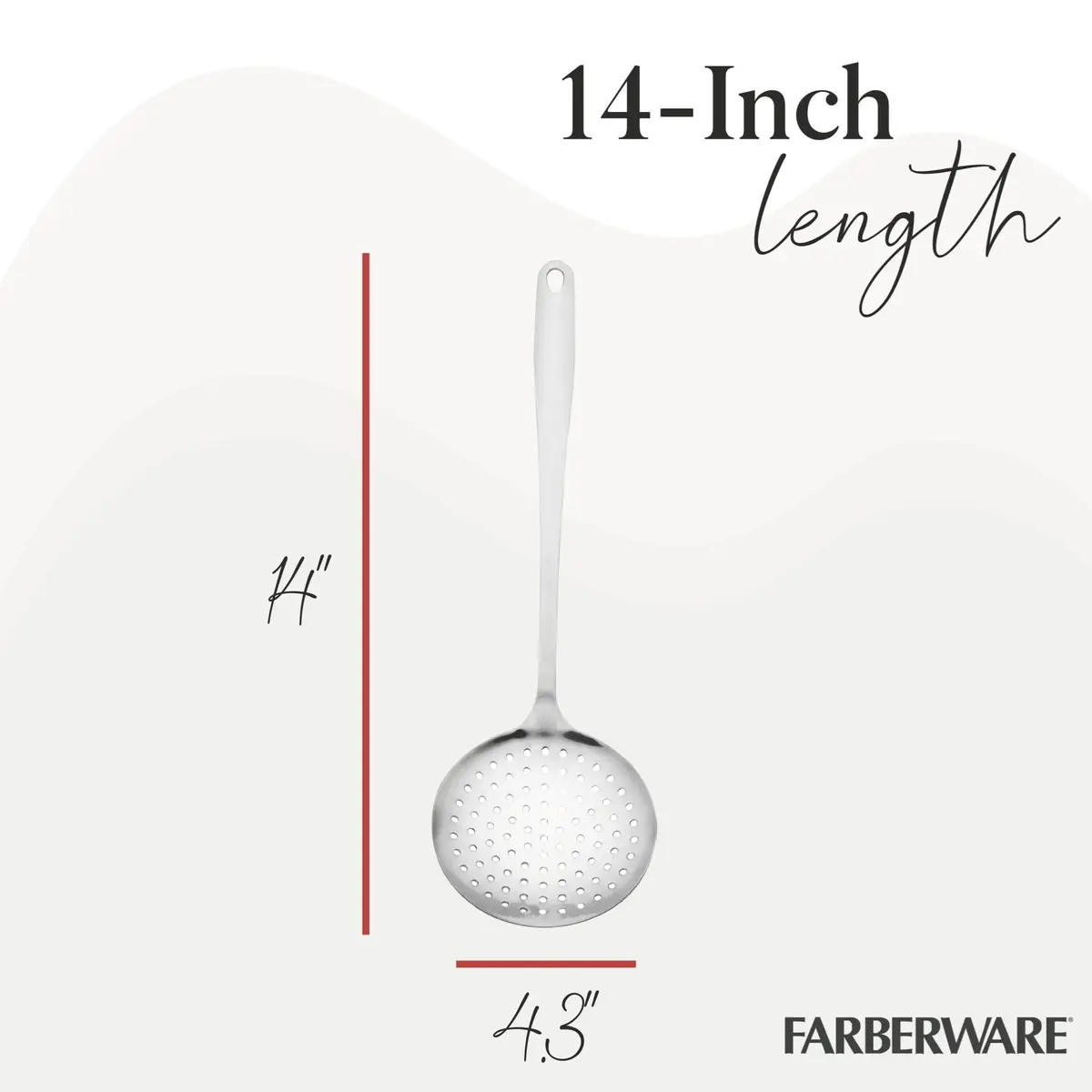 Farberware Stainless Steel Skimmer 14" | Rust-Resistant, Dishwasher Safe, Lifetime Warranty - view 3
