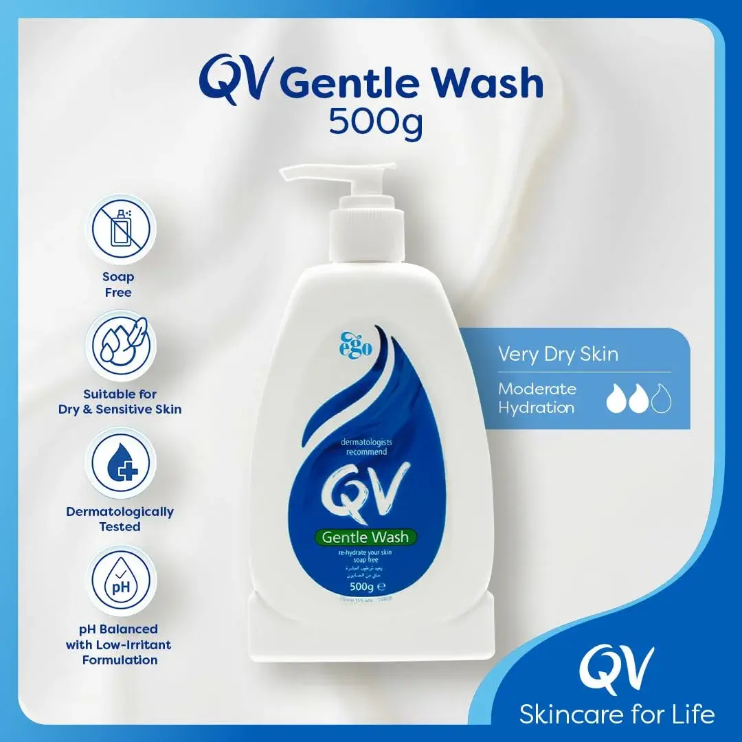 QV Gentle Wash 500ml (17 Fl Oz) | Soap-Free, pH-Balanced Cleanser for Sensitive Skin - view 2