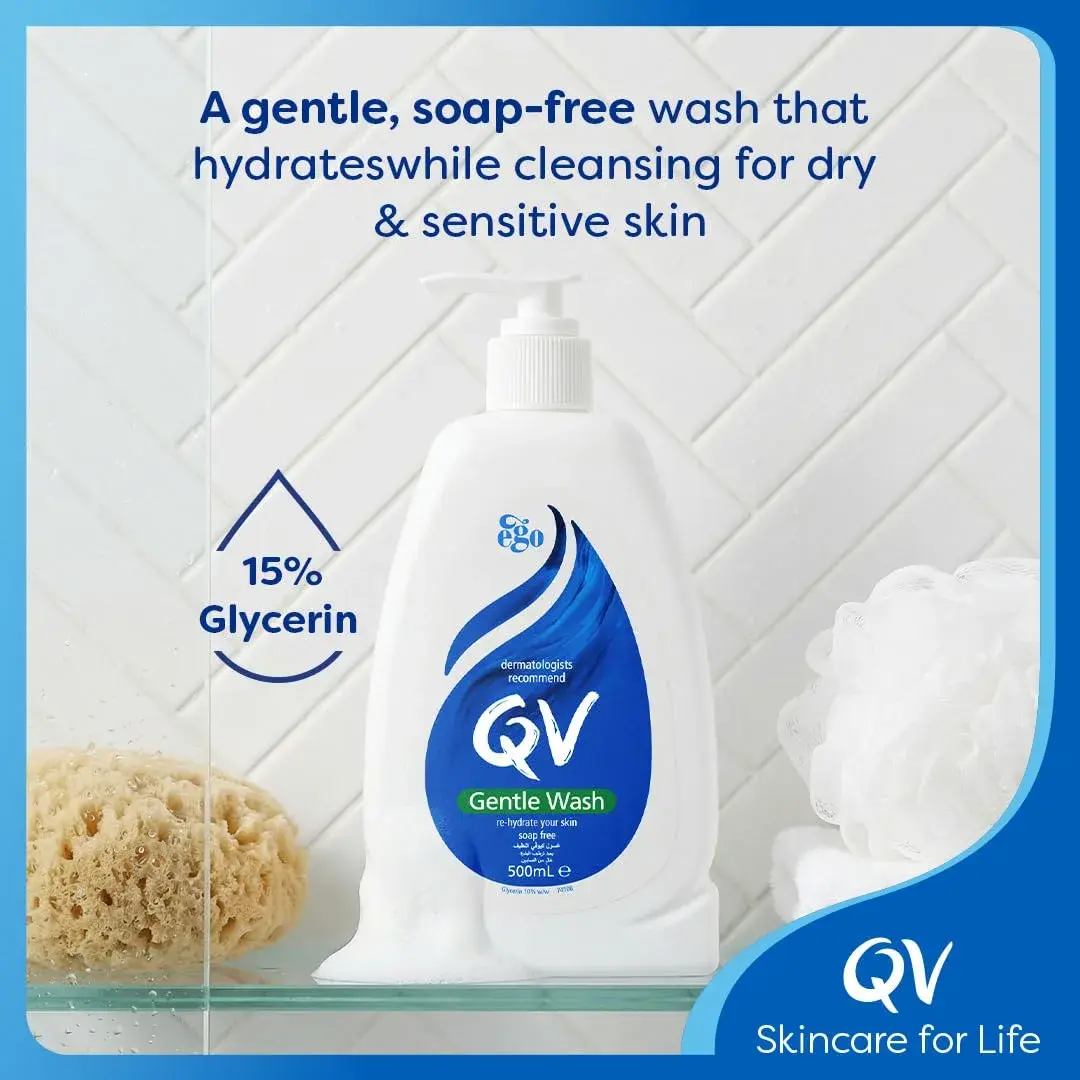 QV Gentle Wash 500ml (17 Fl Oz) | Soap-Free, pH-Balanced Cleanser for Sensitive Skin - view 3